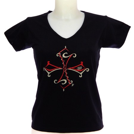 T-shirt femme croix occitane Tribal occitanie