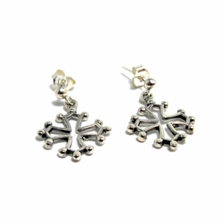 Bouche-trous pendants croix occitane en argent massif