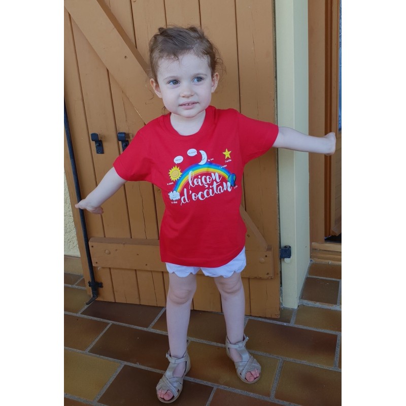 T-shirt enfant en occitan leiçon d'occitan rouge