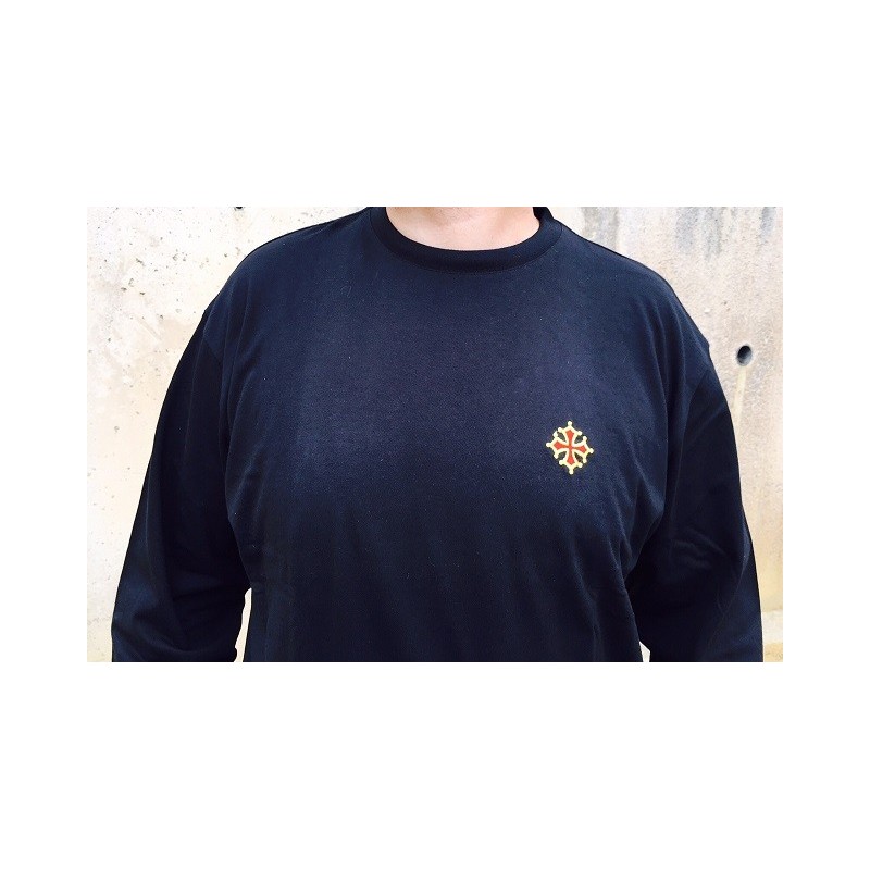 T-shirt manches longues croix occitane brodée