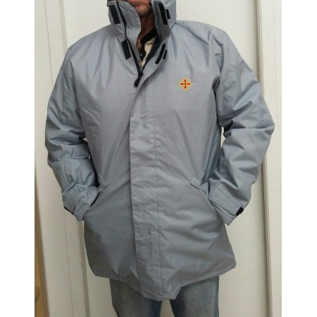 Parka gris bleu croix occitane sang et or