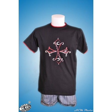 Tshirt enfant Tribal noir croix occitane