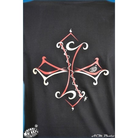 Tshirt enfant Tribal noir croix occitane
