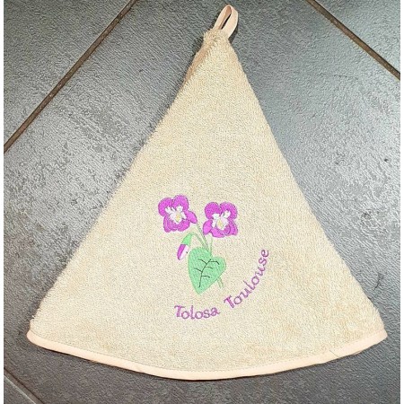 Essuie-mains éponge rond violet Violette de Toulouse