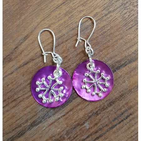 boucles d'oreilles nacre et croix occitane