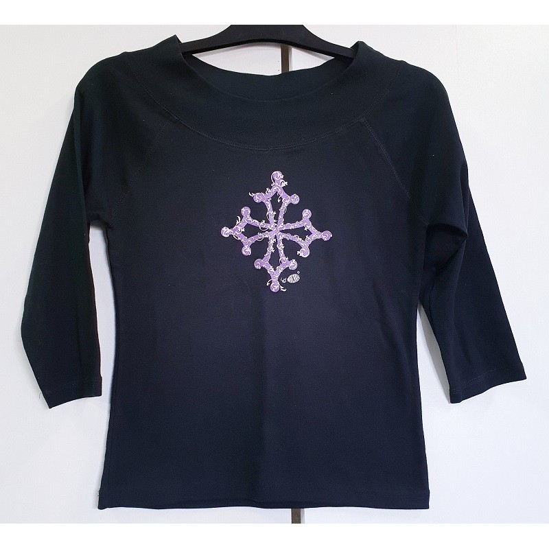 T-shirt femme manches 3/4 Baroc croix occitane