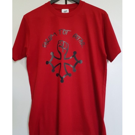 T-shirt Homme Farem Tot Petar croix au poing rouge