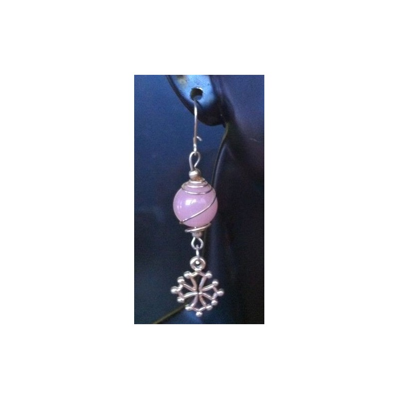 Boucles d'oreilles perle verre imitant la pierre
