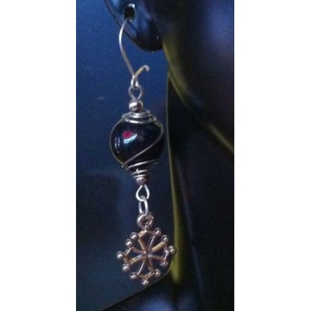 Boucles d'oreilles perle verre imitant la pierre