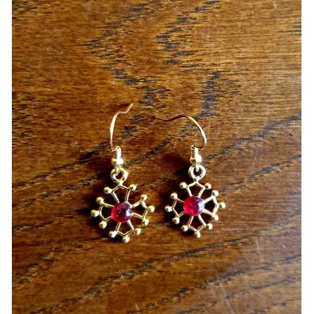 Boucles d'oreilles croix occitane et perle Swarovski