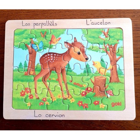 Puzzle bois 24 pièces Bébés animaux et leurs amis , légendes en occitan