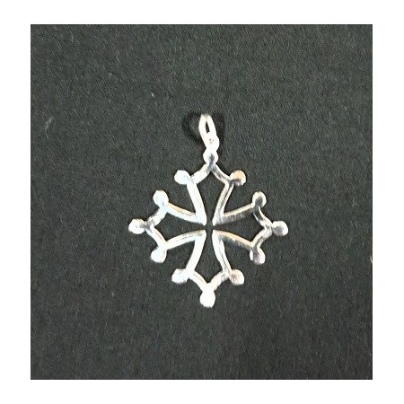 Pendentif croix occitane évidée argent massif 3cm