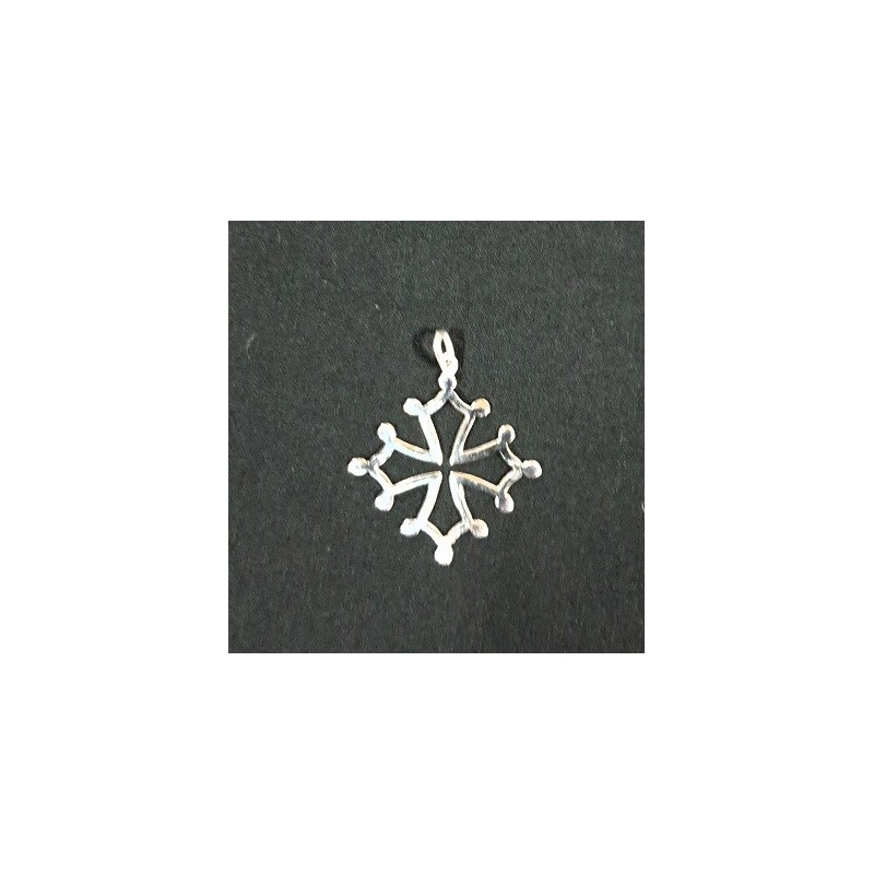 Pendentif croix occitane évidée argent massif 3cm