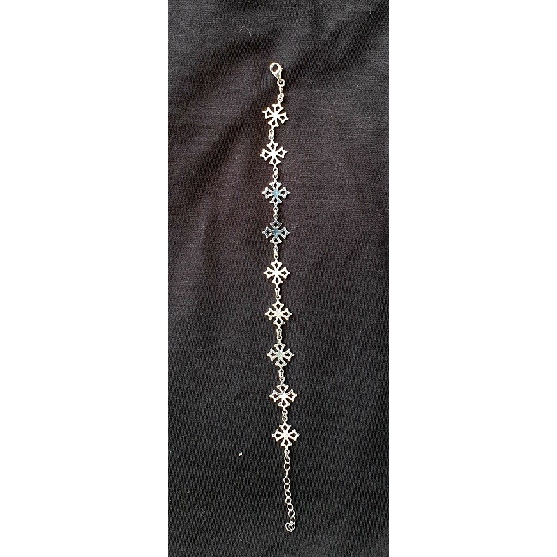Bracelet argent massif croix occitanes évidées