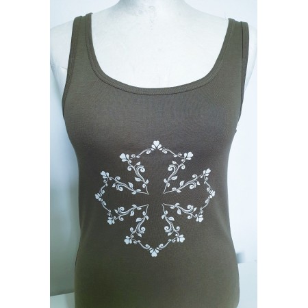 Débardeur Femme croix occitane feuillage