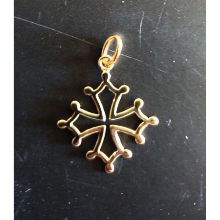Pendentif croix occitane 20mm en plaqué or