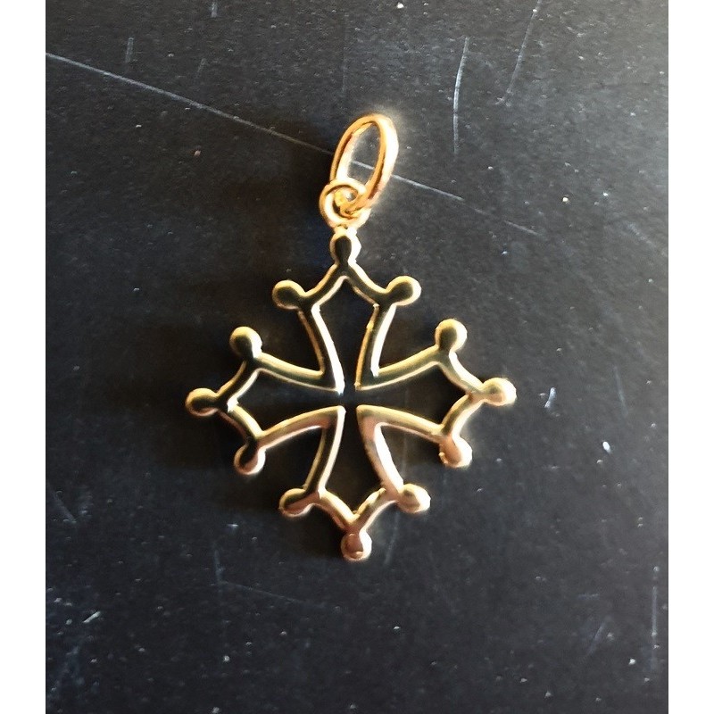 Pendentif croix occitane 20mm en plaqué or