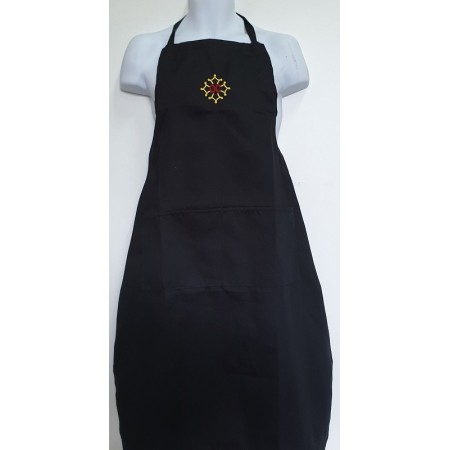 Tablier de cuisine réglable noir brodé croix occitane