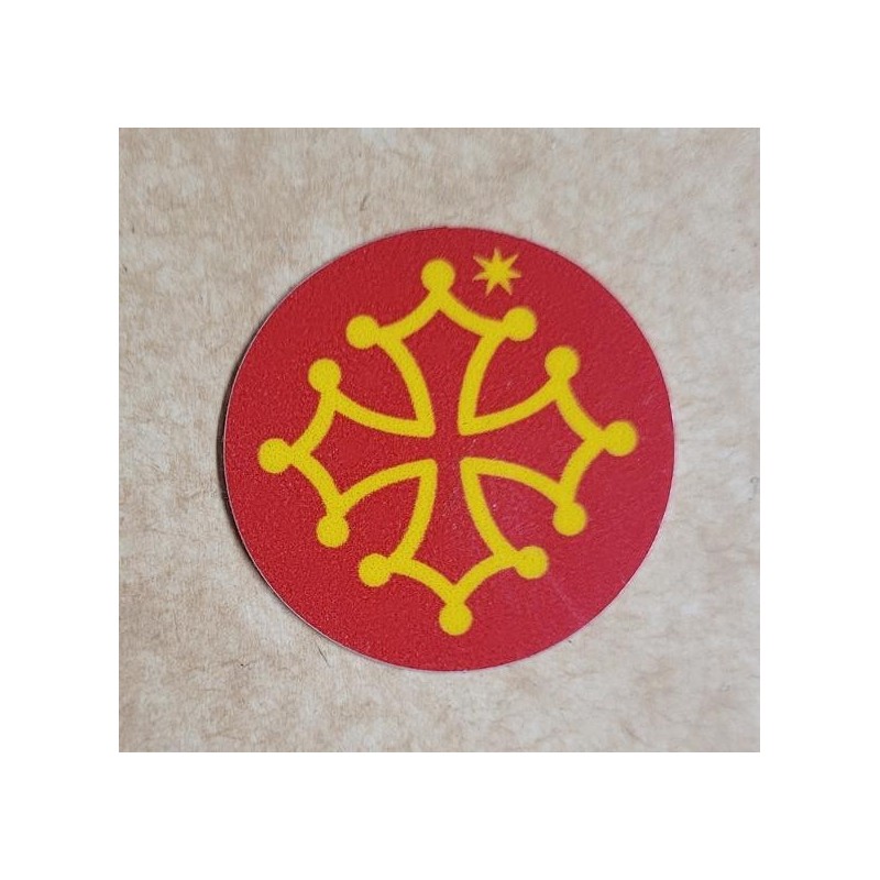 Auto-collant rond croix occitane diamètre 3cm