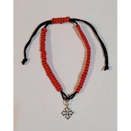 Bracelet réglable macramé croix occitane argent