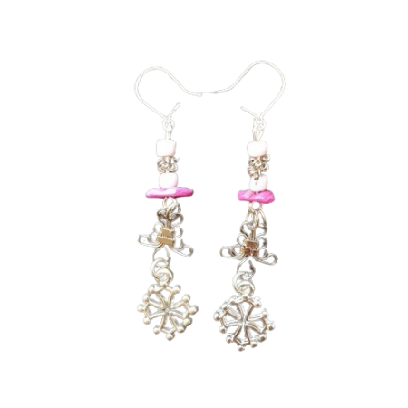 Boucles d'oreilles croix occitane sur variation de rose