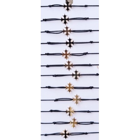 12 bracelets réglables croix occitane dorée