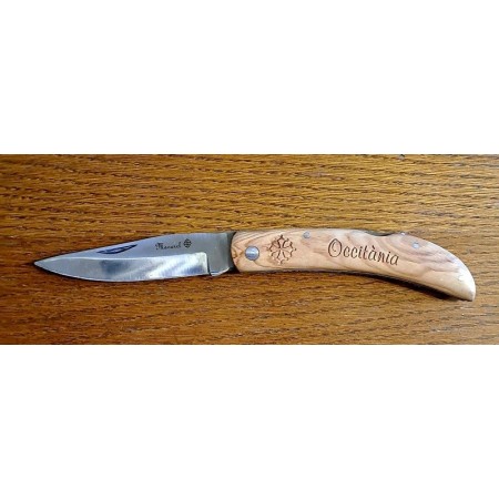 Couteau cran de sécurité gravé croix occitane et Occitania