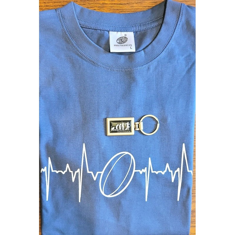 Lot tshirt Homme Rugby émotion et porte-clés rugby évolution