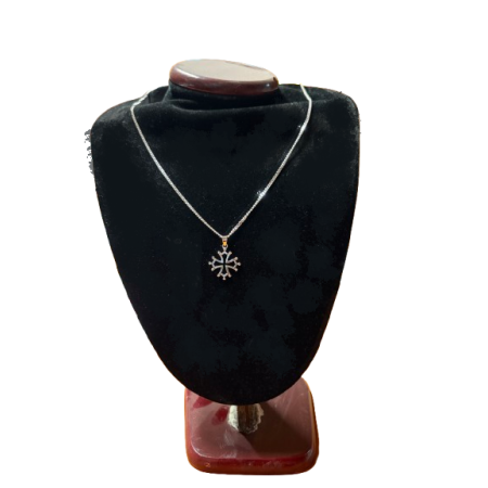 Chaîne 60cm et pendentif croix occitane 2cm argent massif